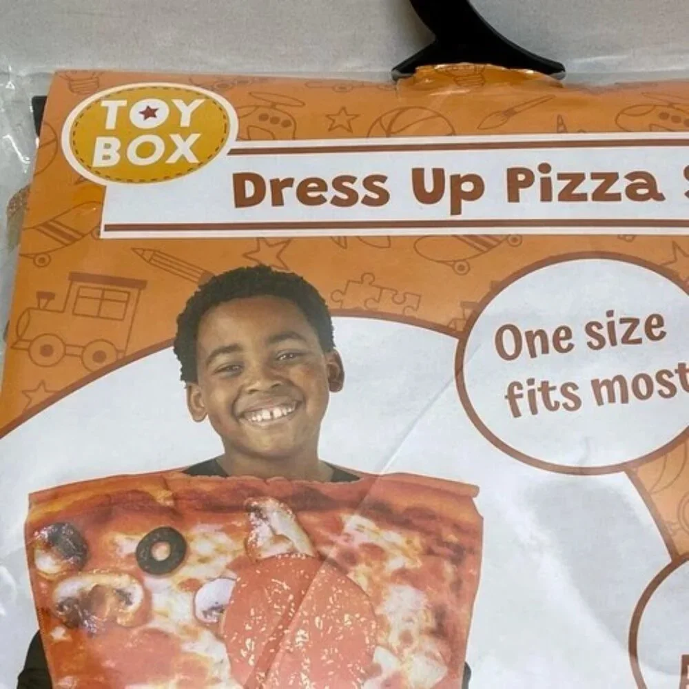 Kids Costume Pizza Slice One Size Toy Box‎ Dress Up 3D Accent Pepperoni 3+ NWT